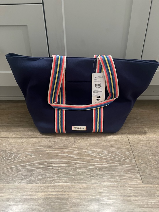 Wildfox Handbags - Wildfox Navy Tote Bag with Multicolor Straps